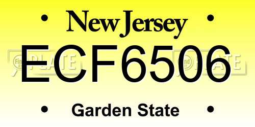 ECF6506 New Jersey License Plate