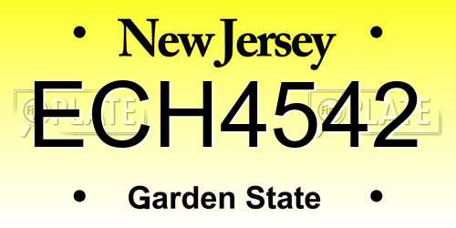 ECH4542 New Jersey License Plate