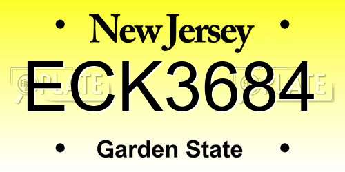 ECK3684 New Jersey License Plate