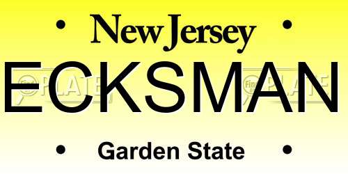 ECKSMAN New Jersey License Plate