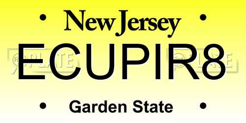 ECUPIR8 New Jersey License Plate
