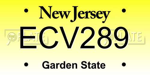 ECV289 New Jersey License Plate