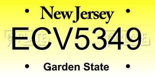 ECV5349 New Jersey License Plate