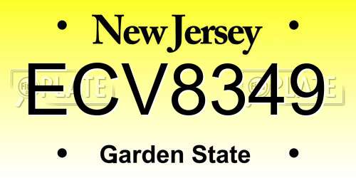 ECV8349 New Jersey License Plate