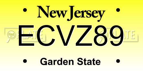 ECVZ89 New Jersey License Plate