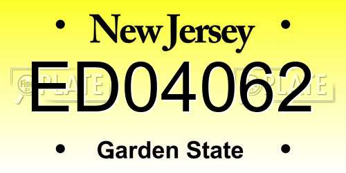 ED04062 New Jersey License Plate