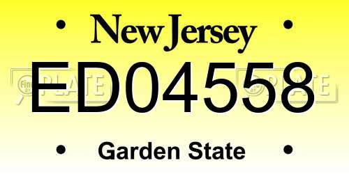 ED04558 New Jersey License Plate
