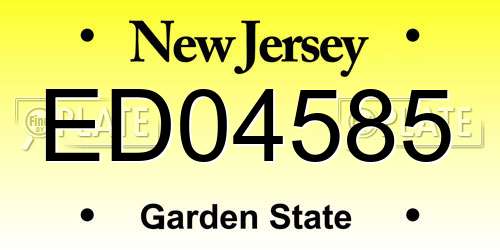 ED04585 New Jersey License Plate