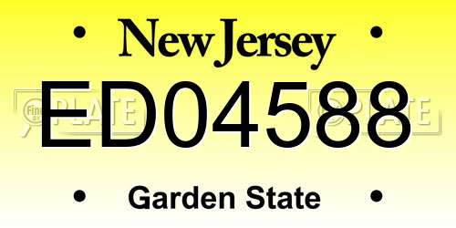 ED04588 New Jersey License Plate