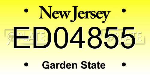 ED04855 New Jersey License Plate