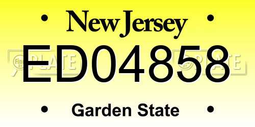 ED04858 New Jersey License Plate