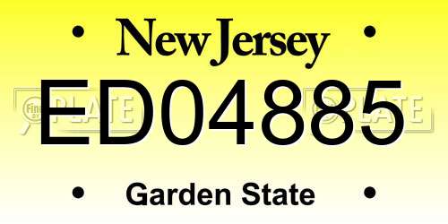 ED04885 New Jersey License Plate