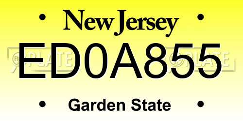 ED0A855 New Jersey License Plate