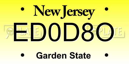 ED0D8O New Jersey License Plate