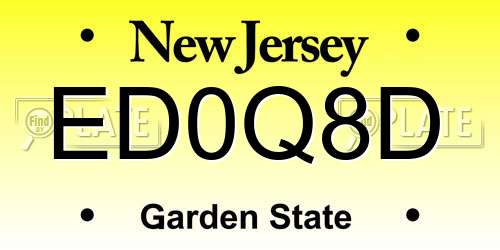 ED0Q8D New Jersey License Plate