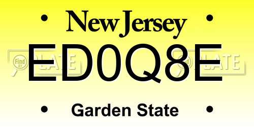 ED0Q8E New Jersey License Plate