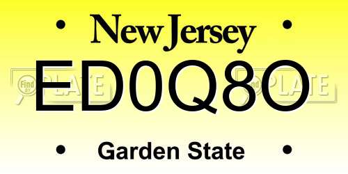 ED0Q8O New Jersey License Plate
