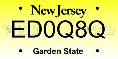 ED0Q8Q New Jersey License Plate