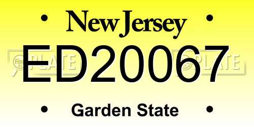 ED20067 New Jersey License Plate