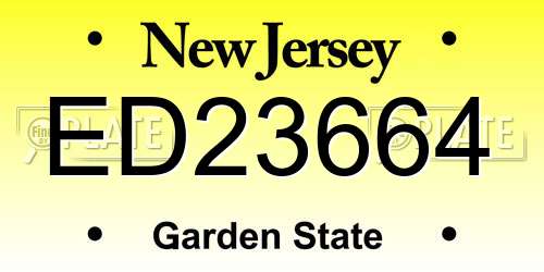 ED23664 New Jersey License Plate
