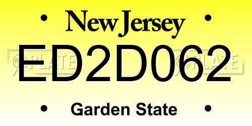 ED2D062 New Jersey License Plate