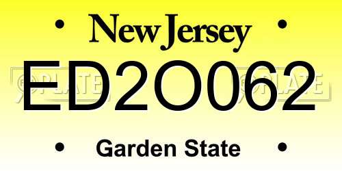 ED2O062 New Jersey License Plate