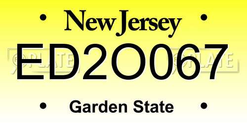 ED2O067 New Jersey License Plate
