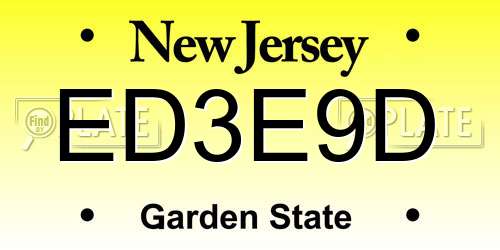 ED3E9D New Jersey License Plate