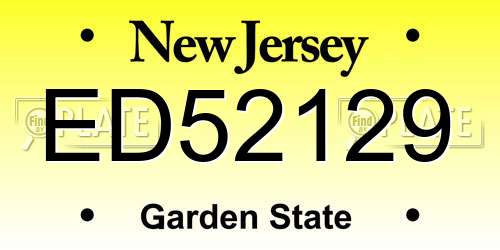 ED52129 New Jersey License Plate