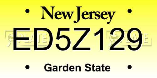 ED5Z129 New Jersey License Plate