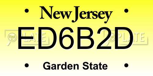ED6B2D New Jersey License Plate