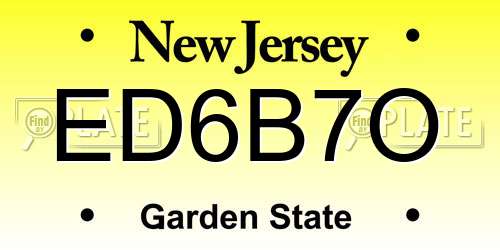 ED6B7O New Jersey License Plate