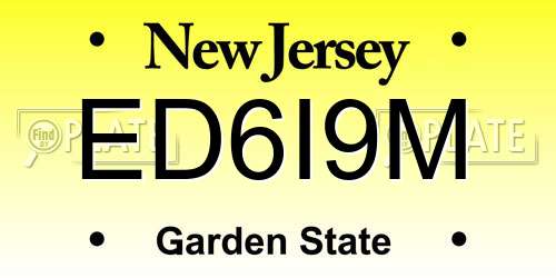 ED6I9M New Jersey License Plate