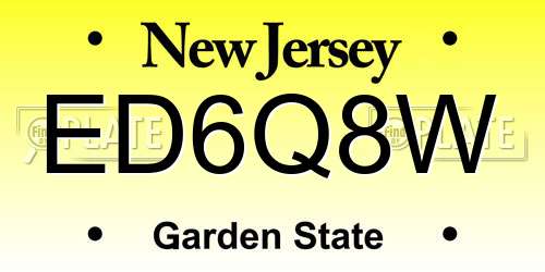 ED6Q8W New Jersey License Plate