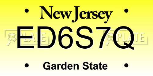 ED6S7Q New Jersey License Plate