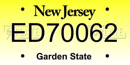 ED70062 New Jersey License Plate
