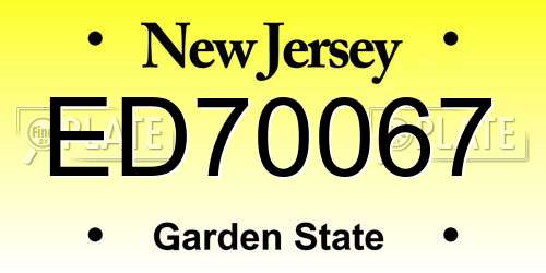 ED70067 New Jersey License Plate