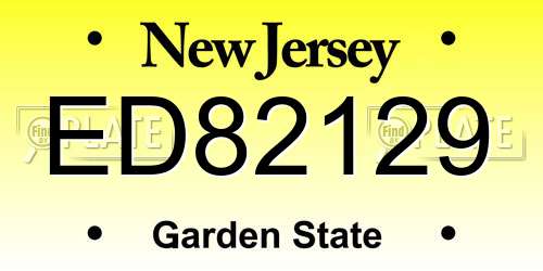 ED82129 New Jersey License Plate