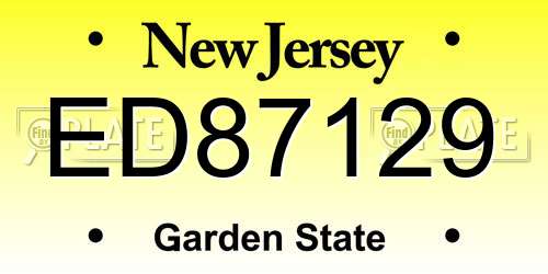 ED87129 New Jersey License Plate