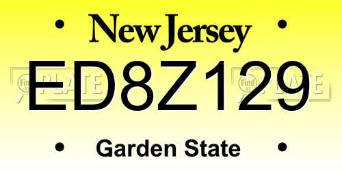ED8Z129 New Jersey License Plate