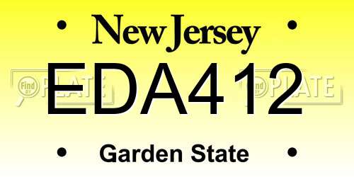 EDA412 New Jersey License Plate