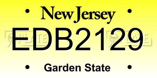 EDB2129 New Jersey License Plate