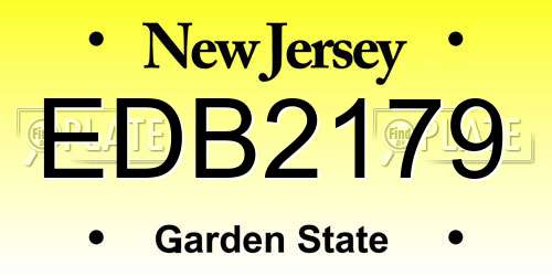 EDB2179 New Jersey License Plate