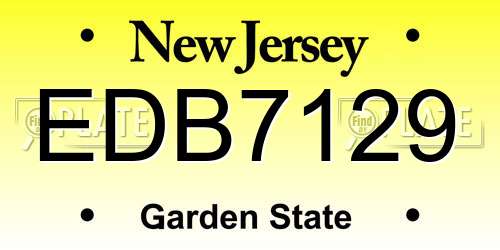 EDB7129 New Jersey License Plate