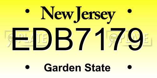 EDB7179 New Jersey License Plate