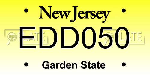 EDD050 New Jersey License Plate