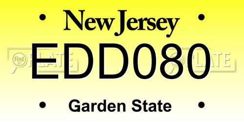 EDD080 New Jersey License Plate