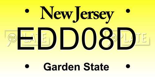 EDD08D New Jersey License Plate