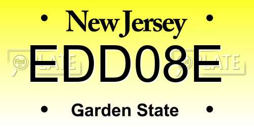EDD08E New Jersey License Plate