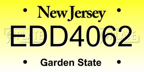 EDD4062 New Jersey License Plate